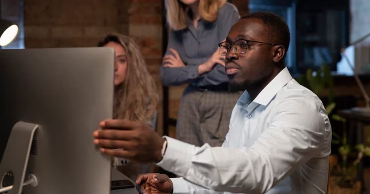People working office